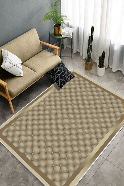 Makinede Yıkanabilir Leke Tutmaz  Gold Dot Keçe Kaymaz Taban Modern Salon Saçaksız Halı B1289  GOLD 100 x 300 - 4
