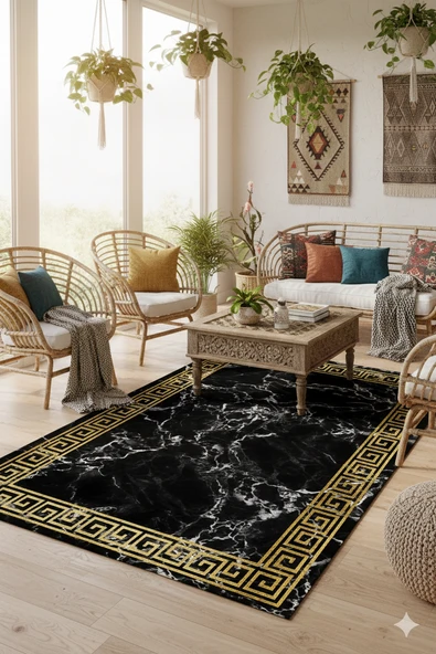 Kaymaz Taban Siyah Pvc Deri Yolluk Saçaksız 462-01   ÇOKLU 100 x 400 - 1