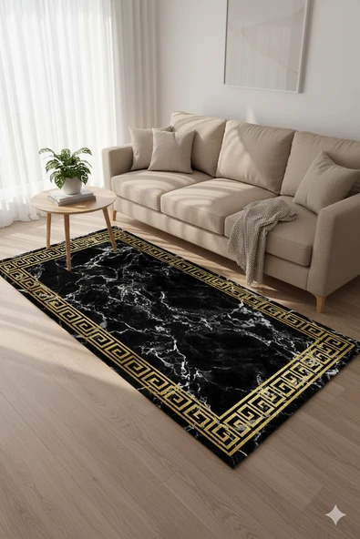Kaymaz Taban Siyah Pvc Deri Yolluk Saçaksız 462-01   ÇOKLU 100 x 200 - 2