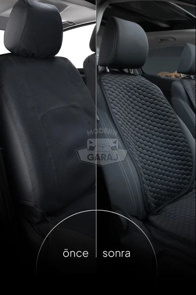 Dacia Logan, Duster, Sandero Uyumlu Ön Arka Tay Tüyü Koltuk Minderi Siyah -7 Parça- - 4