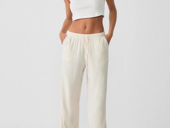 Stradivarius Krem Pantalon