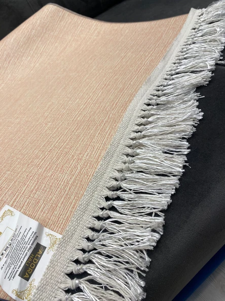 Makinede Yıkanabilir Leke Tutmaz  Krem-Gold Pvc Deri Taban Kaymaz Versace Salon Saçaksız Halı B1282  KARMA 120 x 180 - Resim 4