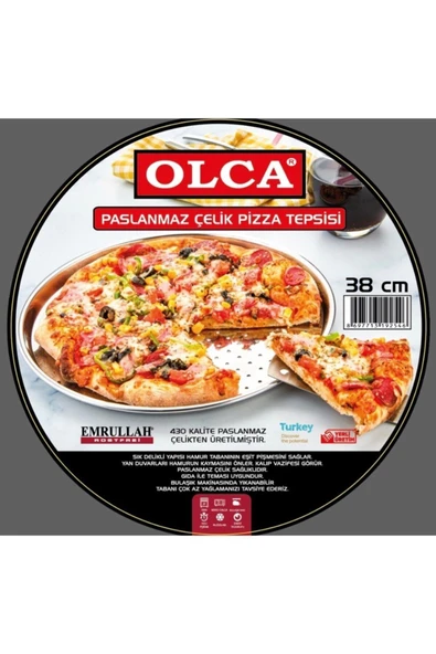 OLCA 38 Cm Paslanmaz Çelik Pizza Tepsisi