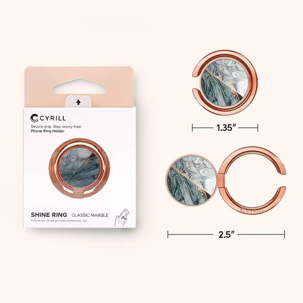 Spigen Ciel by Cyrill Shine Ring Selfie Yüzüğü/Stand Classic Marble - AMP01183 - 2