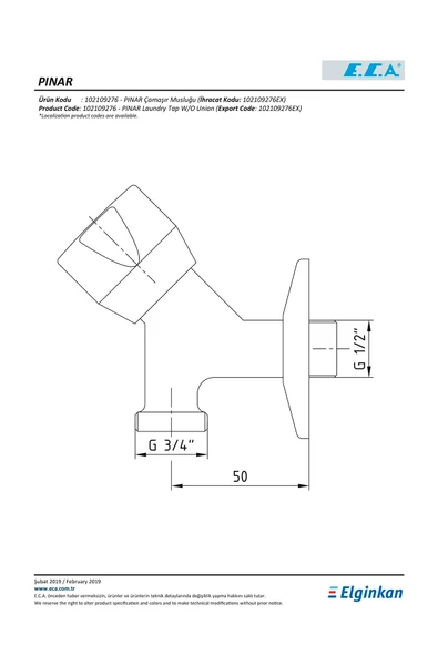E.C.A. E.C.A. 109276 Pınar Çamaşır Musluğu - 2