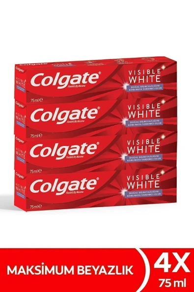 COLGATE Visible White Maksimum Beyazlık Beyazlatıcı Diş Macunu 75 ml X4 Adet