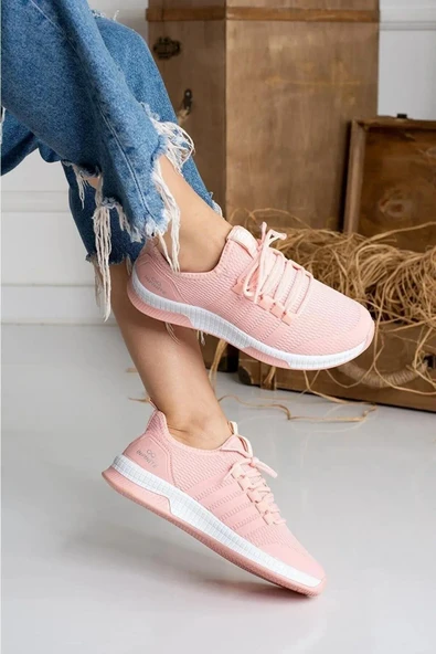 Unisex Ortopedik, Triko Spor Ayakkabı Koşu Ve Yürüyüş Ayakkabısı Sneaker Pudra