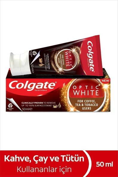COLGATE Optic White Kahve, Çay Ve Tütün Kullanıcıları Için Beyazlatıcı Diş Macunu 50 ml