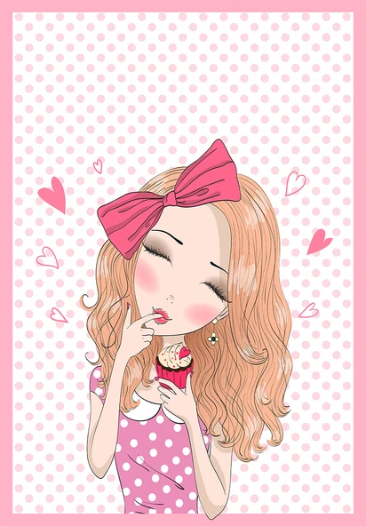 Makinede Yıkanabilir Leke Tutmaz  Pembe Pvc Deri Kaymaz Taban Figürlü Kız Çocuk Saçaksız Halı H7097  ÇOKLU 100 x 300 - 2