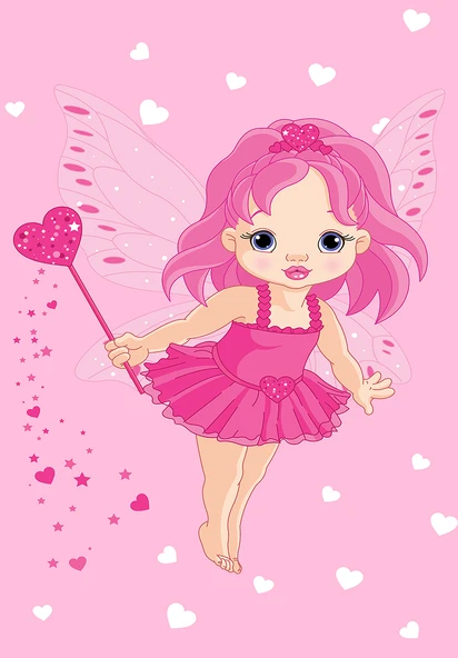 Makinede Yıkanabilir Leke Tutmaz  Pembe Pvc Deri Kaymaz Taban Peri Kız Çocuk Saçaksız Halı H7116  ÇOKLU 200 x 300 - 2