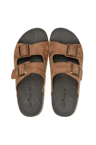 Roy Jones Delhi 4 Mevsim Anatomik Taban Çift Tokalı Ayarlanabilir Erkek Terlik 5002 - Resim 4