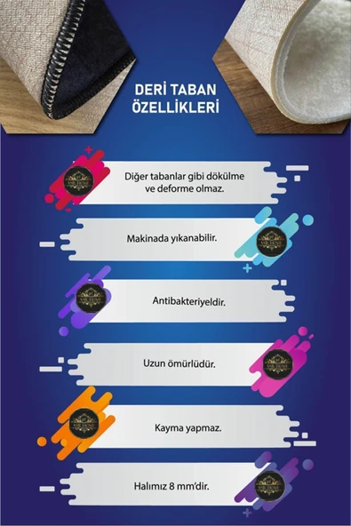 Makinede Yıkanabilir Leke Tutmaz Antrasit Pvc Deri Kaymaz Taban Çerçeve Yolluk Saçaksız Halı O-1183-1 ANTRASİT 100 x 200 - 3