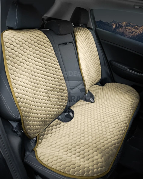 Ford Focus, Fiesta, Fusion, Mondeo, Kuga Uyumlu Ön Arka Tay Tüyü Koltuk Minderi Krem -7 Parça- - 3