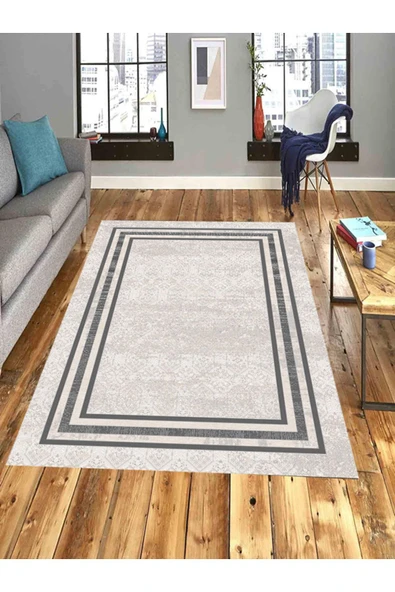 Makinede Yıkanabilir Leke Tutmaz  Vizon Makina Dokuma Kaymaz Taban Palet Desen Halı Ald42  Gri 80 x 300 ürün görseli