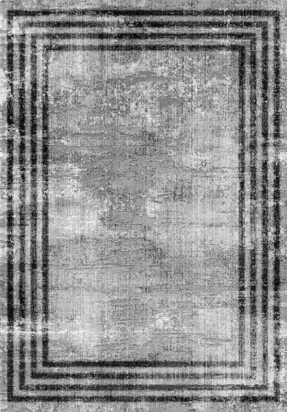 Makinede Yıkanabilir Leke Tutmaz  Gri-Siyah Dot Keçe Kaymaz Taban Çerçeveli Salon Saçaksız Halı B1164  gri siyah 80 x 200 - Resim 2