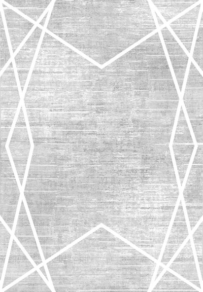 Makinede Yıkanabilir Leke Tutmaz  Gri-Beyaz Pvc Deri Kaymaz Taban Modern Salon Saçaksız Halı B1147-2  GRİ BEYAZ 120 x 180 - 2