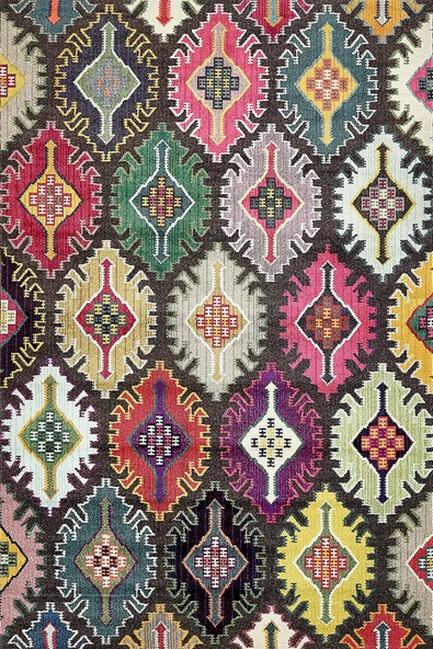 Makinede Yıkanabilir Leke Tutmaz  Multi Deko Deri Kaymaz Taban Etnik Salon Saçaksız Halı E4123  ÇOKLU 150 x 250 - Resim 2