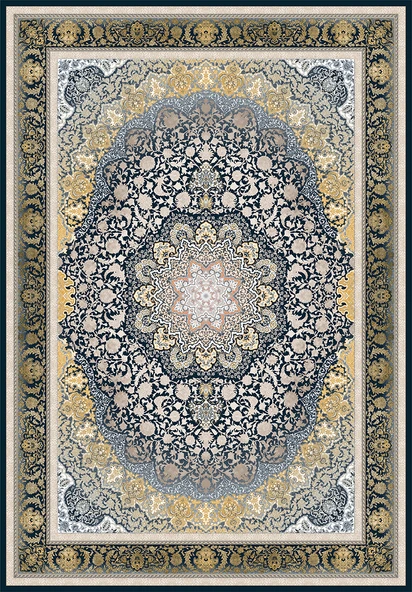 Makinede Yıkanabilir Leke Tutmaz  Lacivert Dot Keçe Kaymaz Taban Göbekli Salon Saçaksız Halı E4154  LACİVERT 80 x 300 - 2