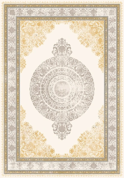 Makinede Yıkanabilir Leke Tutmaz  Krem Dot Keçe Kaymaz Taban Göbekli Salon Saçaksız Halı E4156  KREM 100 x 300 - Resim 2