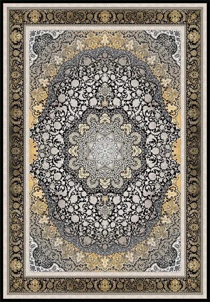 Makinede Yıkanabilir Leke Tutmaz  Siyah Dot Keçe Kaymaz Taban Göbekli Salon Saçaksız Halı E4155  SİYAH 200 x 300 - Resim 2