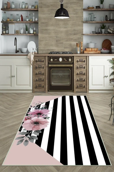 Makinede Yıkanabilir Leke Tutmaz  Multi Dot Keçe Kaymaz Taban Tasarım Mutfak Saçaksız Halı LB201  ÇOKLU 80 x 150 - Resim 3