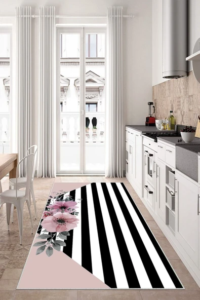 Makinede Yıkanabilir Leke Tutmaz  Multi Dot Keçe Kaymaz Taban Tasarım Mutfak Saçaksız Halı LB201  ÇOKLU 80 x 200 - 2
