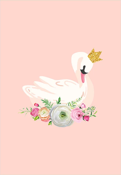 Makinede Yıkanabilir Leke Tutmaz  Pembe Pvc Deri Kaymaz Taban Taçlı Kuğu Kız Çocuk Saçaksız Halı H7206  Pembe 120 x 180 - 2