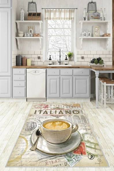 Makinede Yıkanabilir Leke Tutmaz  Multi Dot Keçe Kaymaz Taban Italıano Vıntage Mutfak Saçaksız Halı LB203  ÇOKLU 160 x 230 - Resim 6