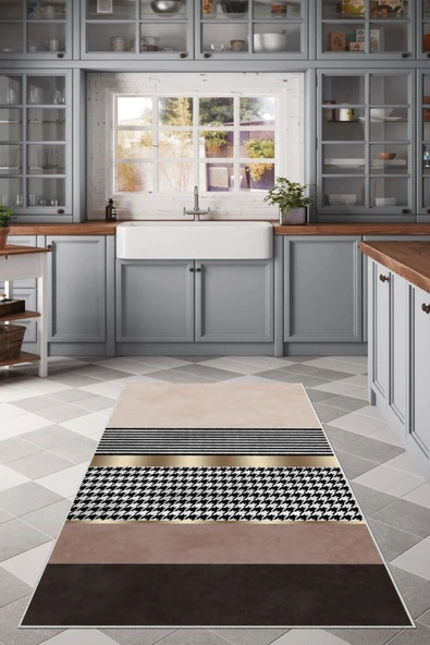 Makinede Yıkanabilir Leke Tutmaz  Pudra-Multi Dot Keçe Kaymaz Taban Modern Mutfak Saçaksız Halı LB106-1  ÇOKLU 80 x 200 ürün görseli