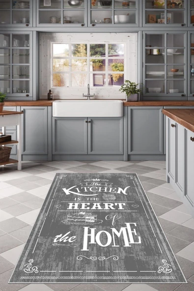 Makinede Yıkanabilir Leke Tutmaz  Antrasit Dot Keçe Kaymaz Taban Kıtchen Mutfak Saçaksız Halı LB231  ÇOKLU 80 x 150 - Resim 2