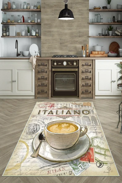 Makinede Yıkanabilir Leke Tutmaz  Multi Dot Keçe Kaymaz Taban Italıano Vıntage Mutfak Saçaksız Halı LB203  ÇOKLU 160 x 230 - Resim 5