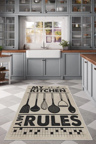 Makinede Yıkanabilir Leke Tutmaz  Vizon Dot Keçe Kaymaz Taban Kıtchen Mutfak Saçaksız Halı MH606  ÇOKLU 80 x 150 ürün görseli