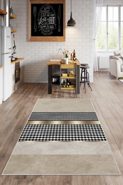 Makinede Yıkanabilir Leke Tutmaz  Vizon-Multi Dot Keçe Kaymaz Taban Modern Mutfak Saçaksız Halı LB106-3  ÇOKLU 200 x 300 - 2