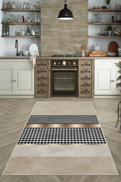 Makinede Yıkanabilir Leke Tutmaz  Vizon-Multi Dot Keçe Kaymaz Taban Modern Mutfak Saçaksız Halı LB106-3  ÇOKLU 200 x 300 - 5