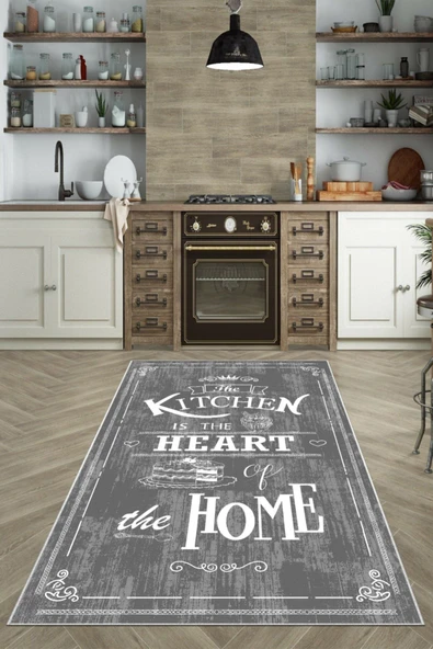 Makinede Yıkanabilir Leke Tutmaz  Antrasit Dot Keçe Kaymaz Taban Kıtchen Mutfak Saçaksız Halı LB231  ÇOKLU 80 x 150 - Resim 6