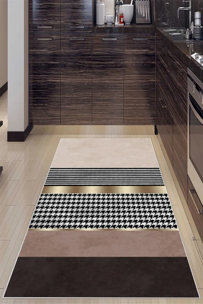 Makinede Yıkanabilir Leke Tutmaz  Pudra-Multi Dot Keçe Kaymaz Taban Modern Mutfak Saçaksız Halı LB106-1  ÇOKLU 80 x 200 - Resim 2