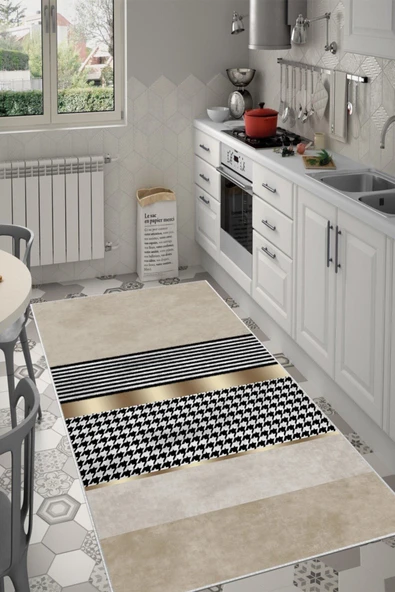 Makinede Yıkanabilir Leke Tutmaz  Vizon-Multi Dot Keçe Kaymaz Taban Modern Mutfak Saçaksız Halı LB106-3  ÇOKLU 200 x 300 - 3