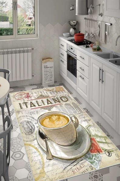 Makinede Yıkanabilir Leke Tutmaz  Multi Dot Keçe Kaymaz Taban Italıano Vıntage Mutfak Saçaksız Halı LB203  ÇOKLU 100 x 200 - Resim 3