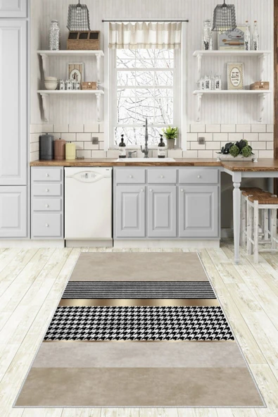 Makinede Yıkanabilir Leke Tutmaz  Vizon-Multi Dot Keçe Kaymaz Taban Modern Mutfak Saçaksız Halı LB106-3  ÇOKLU 200 x 300 - 6