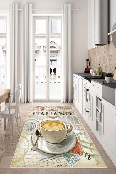 Makinede Yıkanabilir Leke Tutmaz  Multi Dot Keçe Kaymaz Taban Italıano Vıntage Mutfak Saçaksız Halı LB203  ÇOKLU 160 x 230 - Resim 4