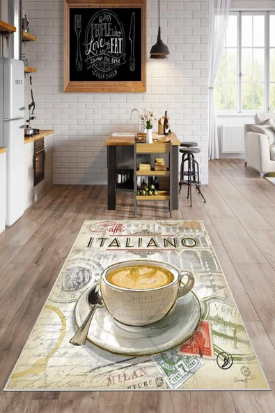 Makinede Yıkanabilir Leke Tutmaz  Multi Dot Keçe Kaymaz Taban Italıano Vıntage Mutfak Saçaksız Halı LB203  ÇOKLU 160 x 230 - Resim 2