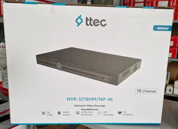 Ttec NVR-3216HM/16P-4K 16 Kanal 16 PoE 2 Sata H.265+ 4K NVR Kayit Cihazı - 3