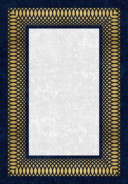 Makinede Yıkanabilir Leke Tutmaz  Gold-Lacivert Pvc Deri Kaymaz Taban Çerçeve Salon Saçaksız Halı B1227  GÜMÜŞ-LACİVERT 200 x 300 - 2