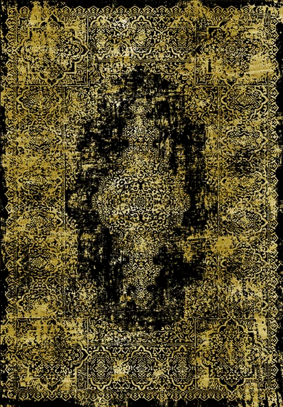 Makinede Yıkanabilir Leke Tutmaz  Gold Pvc Deri Kaymaz Taban Vintage Göbekli Salon Saçaksız Halı E4173  GOLD 180 x 280 - 2
