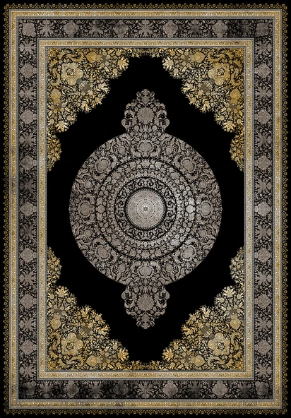 Makinede Yıkanabilir Leke Tutmaz  Siyah Pvc Deri Kaymaz Taban Göbekli Salon Saçaksız Halı E4158  SİYAH 160 x 230 - 2