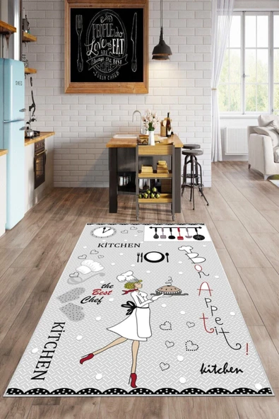 Makinede Yıkanabilir Leke Tutmaz  ÇOKLU Kaymaz Taban Dot Mutfak Halısı TA056  ÇOKLU 80 x 300 ürün görseli