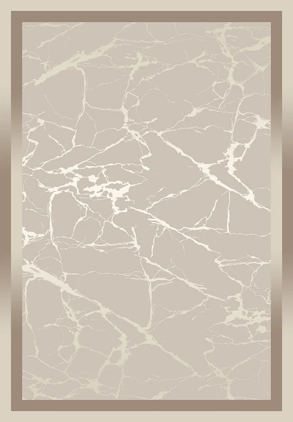 Makinede Yıkanabilir Leke Tutmaz  Bej-Vizon Pvc Deri Kaymaz Taban Modern Salon Saçaksız Halı B1287  BEJ-VİZON 80 x 150 - 2