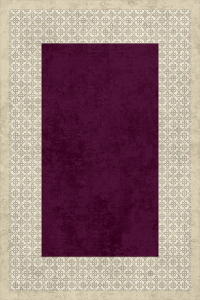 Makinede Yıkanabilir Leke Tutmaz  Bej-Mürdüm Pvc Deri Kaymaz Taban Modern Salon Saçaksız Halı B1326-2  BEJ-BORDO 200 x 300 - 2