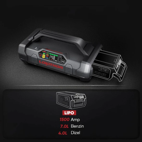 Lokithor LIPO 14.8Volt Li-Polimer 1500A Takviye Gücü APARTX ile Uyumlu Yedek Akü - 4