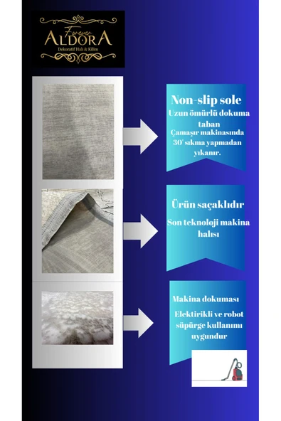 Makinede Yıkanabilir Leke Tutmaz  Vizon Makina Dokuma Kaymaz Taban Labirent Desen Saçaklı Halı ALD40  Gri 80 x 300 - Resim 2